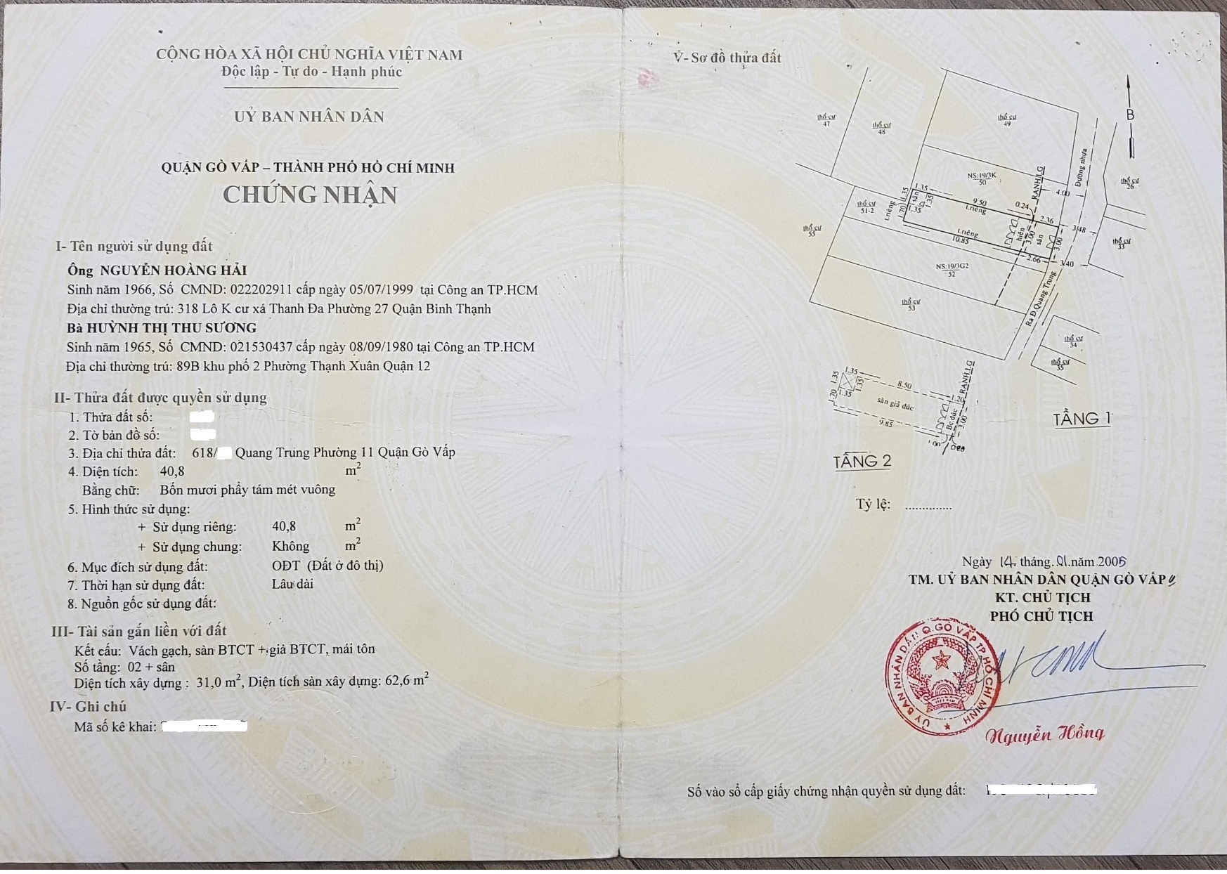 Chính chủ bán nhà ở trung tâm quận Gò Vấp TP. HCM