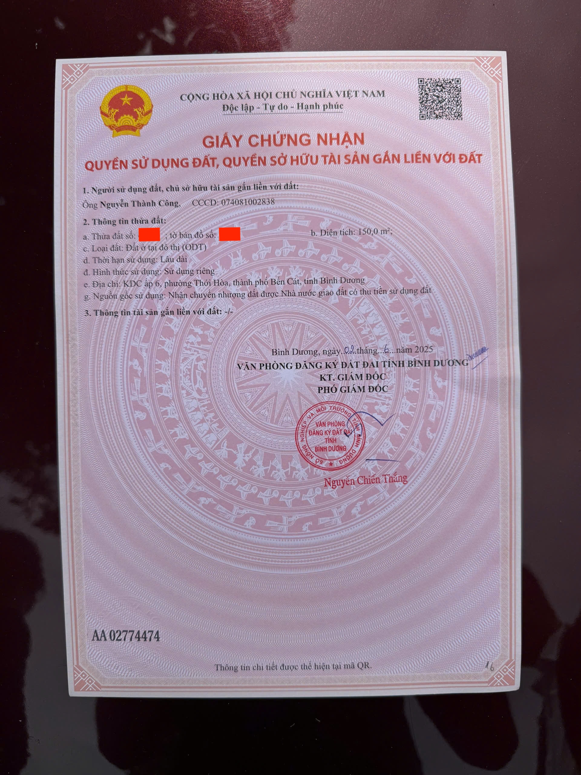 Chính chủ bán gấp lô đất mặt tiền vành đai 4 - Bình Dương (cũ) nay thuộc Tp Hồ Chí Minh.